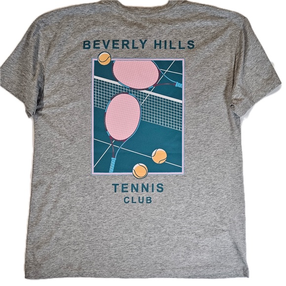 Inspired Culture Beverly Hills Shirt Womens XL Gray Tennis Graphic Tee Casual - Picture 1 of 6